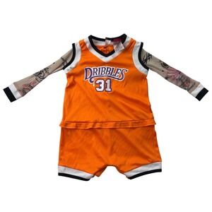 InCharacter Double Dribble Tattoo Sleeve Basketball Costume Romper Orange Large